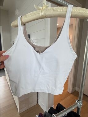 Lululemon White  Athletic Crop bra Tank sz 8